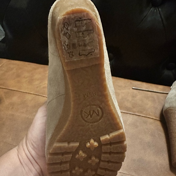 Michael Kors Tan Wedge Boots with Suede Texture - Picture 3 of 8